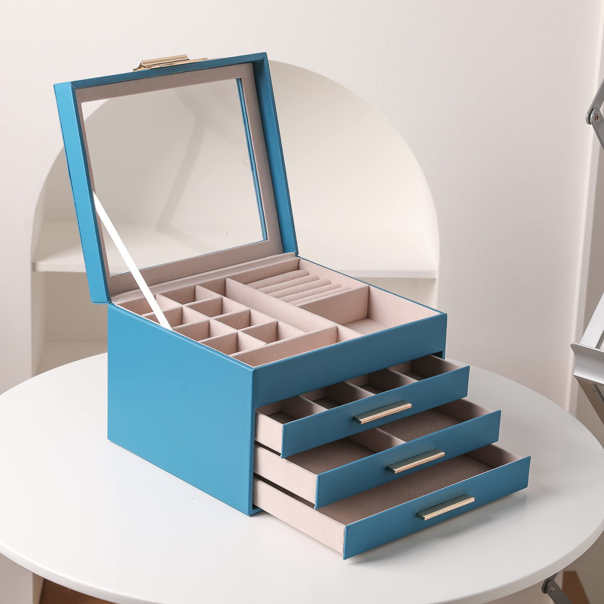 Amazon｜Frebeauty 透明蓋ジュエリーボックス、4層ジュエリー